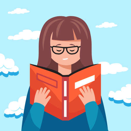 Vector cartoon illustration of Human Hands holding book. Educational concept.のイラスト素材