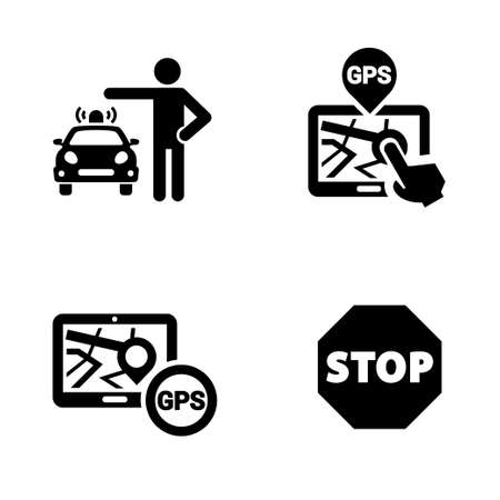 Public spaces signals fill icon set. Transparent background. Isolated on white background. Vector format.のイラスト素材