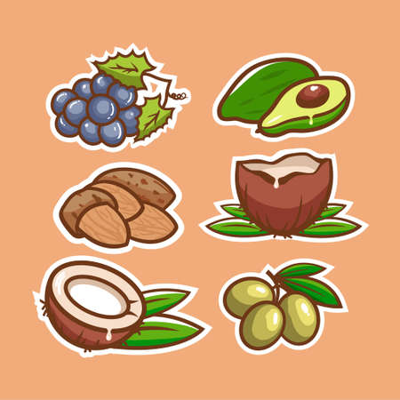 Collection of stickers organic natural productsのイラスト素材