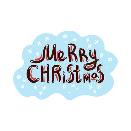 Merry Christmas wish quote hand drawn lettering. Xmas slogan, phrase clipart. Winter holiday banner, poster, greeting card vector design elementのイラスト素材