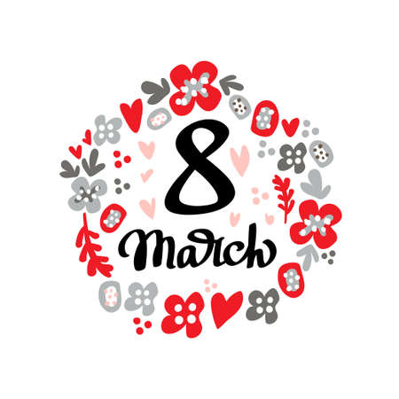 8 March International Womens Day greeting card. Vector illustrationのイラスト素材