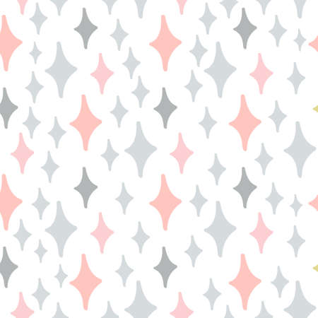 Abstract white modern seamless pattern with stars. Vector illustration.Shiny background.のイラスト素材