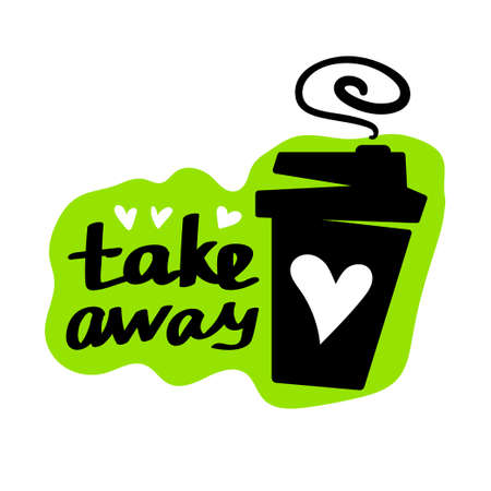 Cartoon coffee or tea cup. Take away coffee, tea. Vector flat cartoon illustrationのイラスト素材