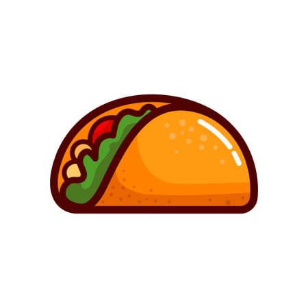 Taco vector icon. National Mexican food. Illustration isolated on white background.のイラスト素材