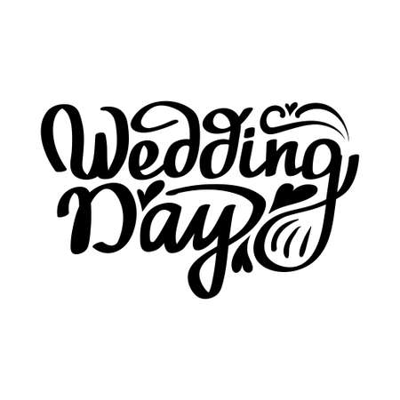 Wedding day hand lettering vector handmade calligraphy.のイラスト素材