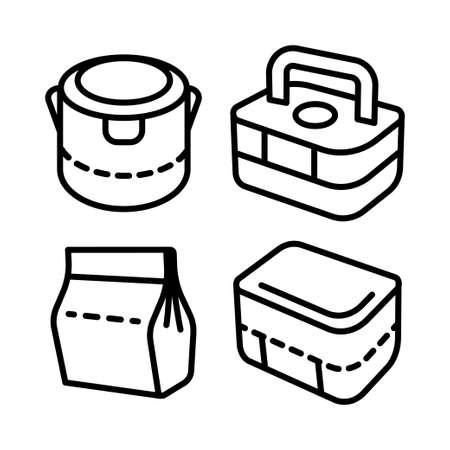 Lunchbox outline icon set. Illustration set of lunchbox icon vector for web design isolated on whiteのイラスト素材