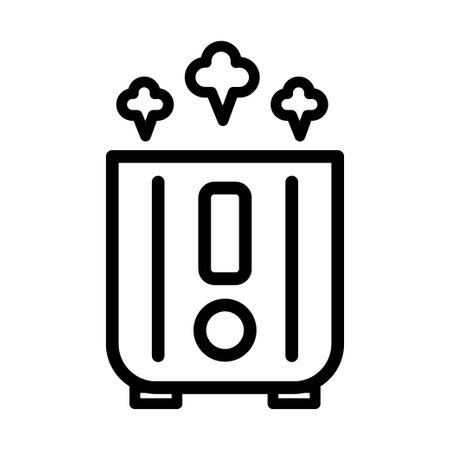 Vector illustration of a humidifier. Outline vector air cleaner icon. Air purifier emblem.のイラスト素材