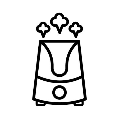 Vector illustration of a humidifier. Outline vector air cleaner icon. Air purifier emblem.のイラスト素材