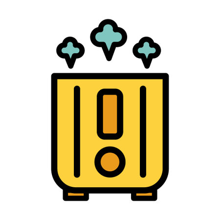 Vector colorfull illustration of a humidifier. Outline vector air cleaner icon. Air purifier emblem.のイラスト素材