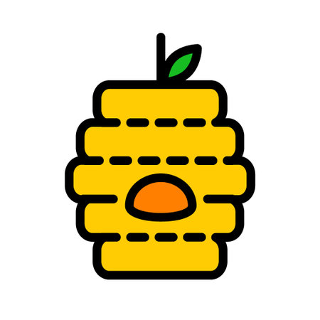Wild bee hive, simple beehive color line icon.のイラスト素材