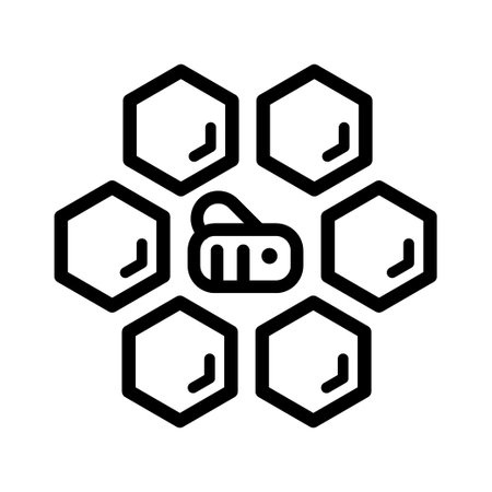 Vector outline icon illustration for honey, nectar of bee. Honey pattern consisting of sweet natural product wild bees Honeycomb. Eat honeys honeycombs bumblebee.のイラスト素材