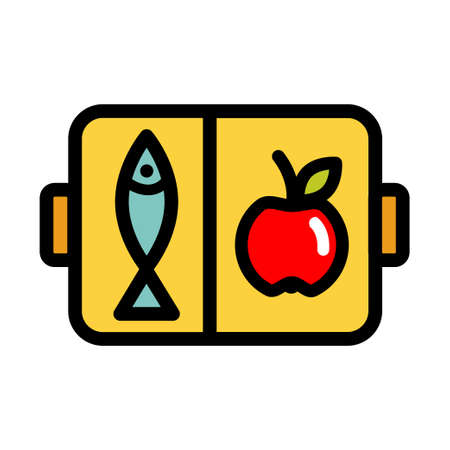 Lunchbox color simple icon. Illustration of lunchbox icon vector for web design isolated on whiteのイラスト素材