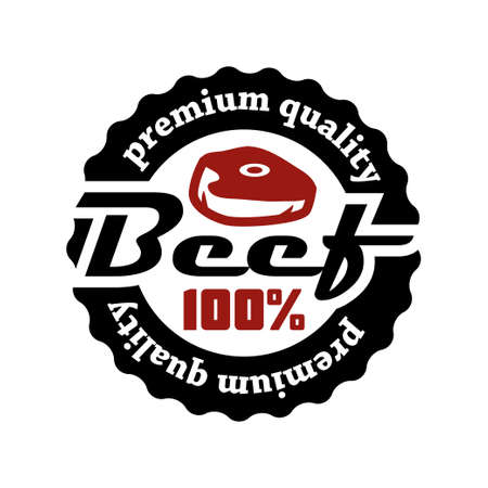 Beef  label, print, poster for butcher shopのイラスト素材