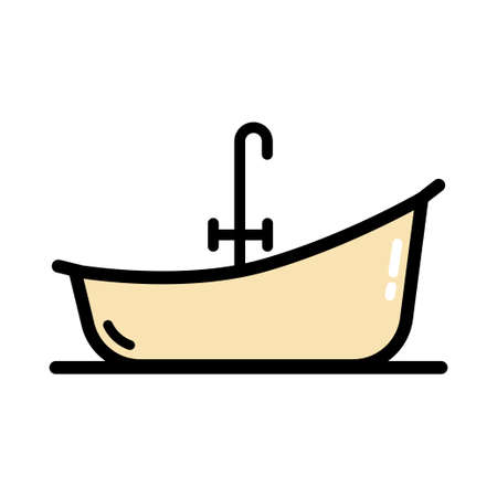 Bathtub simple color icon. Bath symbol. Vector simple style icon isolated on white background.のイラスト素材
