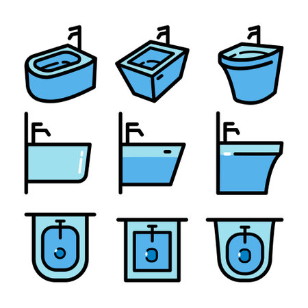 Bidet color icon set in simple style isolated vector isolated on white backgroundのイラスト素材