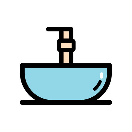 Sink simple color symbol isolated on white background. Vector washbasin element In trendy style.のイラスト素材