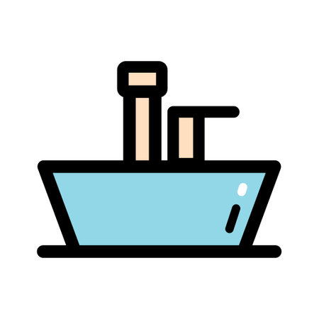 Sink simple color symbol isolated on white background. Vector washbasin element In trendy style.のイラスト素材