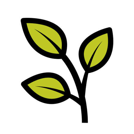 Minimalist green tree branch symbol in simple styleのイラスト素材