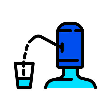 plastic bottle water pump color iconのイラスト素材