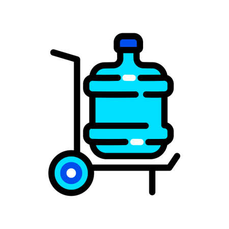 plastic water bottle delivery color iconのイラスト素材