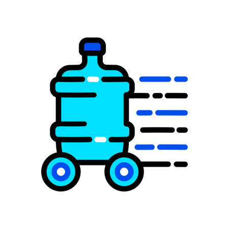 plastic water bottle delivery color iconのイラスト素材