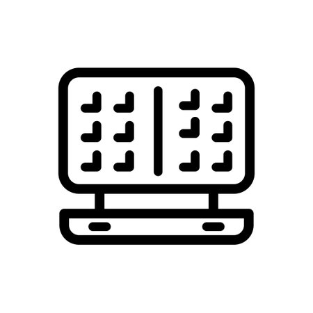 Vector waffle-iron icon. Outline kitchen waffle-iron logo for web design isolated on white backgroundのイラスト素材