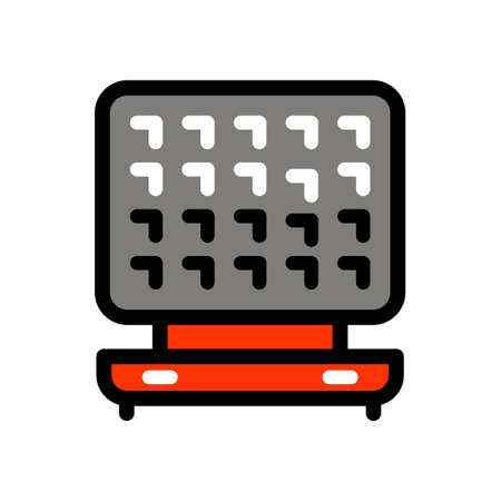 Vector waffle-iron icon. Color kitchen waffle-iron logo in simple style. For web design isolated on white background.のイラスト素材