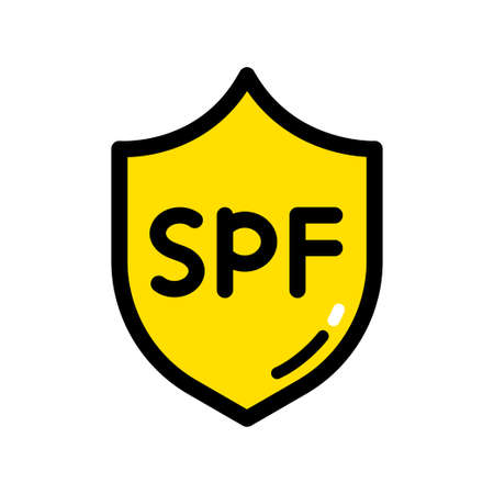 Ultra violet protection flat symbol. SPF icon. Sun ray sign. Thin color icon on white background. Vector illustration in simple style.のイラスト素材