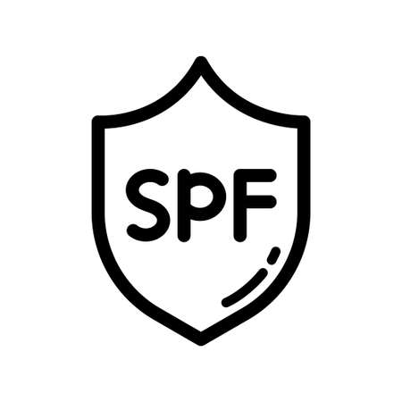 Ultra violet protection symbol. SPF icon. Sun ray sign. Thin outline icon on white background. Vector illustration.のイラスト素材