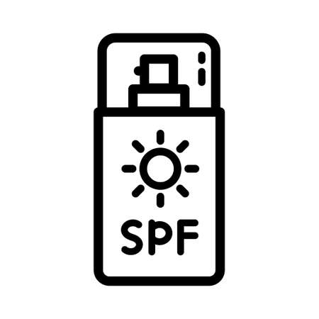 Sun cream icon. Outline Sunblock vector icon for web design isolated on white backgroundのイラスト素材
