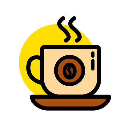 Coffee, coffee cup, coffee house color simple flat icon.のイラスト素材
