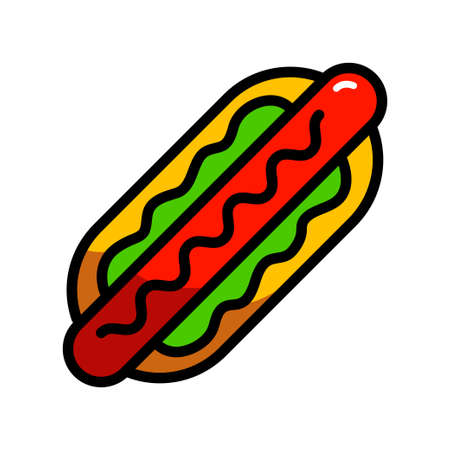 hotdog simple color iconのイラスト素材