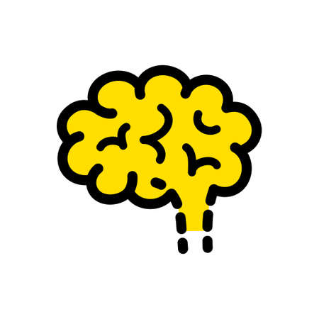 Vector Color Icon of Human Brain in Black and White Background.のイラスト素材