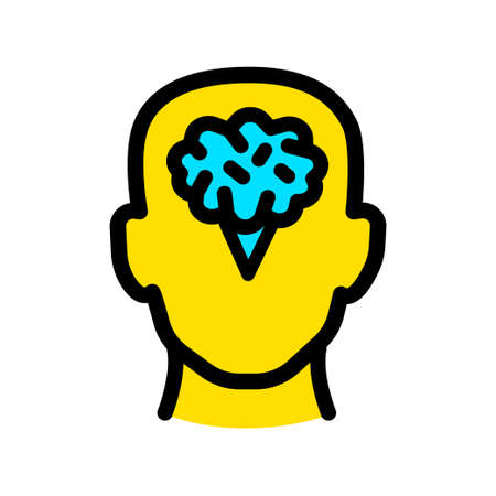Vector Color Icon of Human Brain in Black and White Background.のイラスト素材
