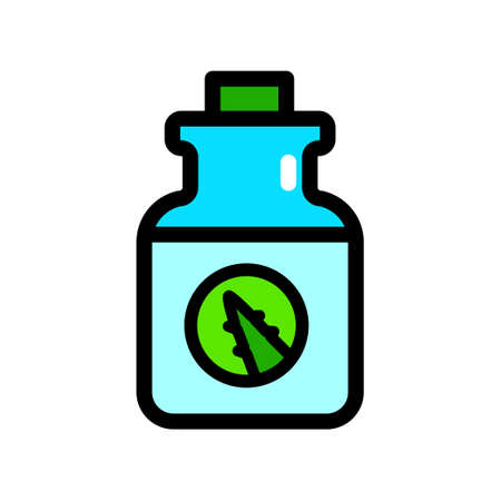 Agave aloe vera simple icon. Hydrating organic cosmetics. Cream, lotion or gel tube. Green succulent leaves. Sliced cactus thorns. Vector illustration isolated on white.のイラスト素材