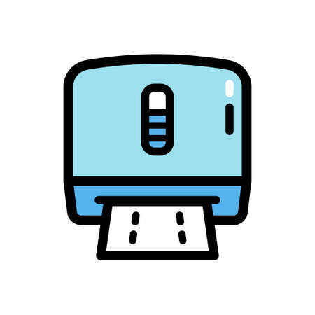 Hand dryer with paper towel color icon, Hygiene routine concept. Snatch sheet paper sign on white background. Paper towel dispenser icon in simple style for mobile and web. Vector graphics.のイラスト素材