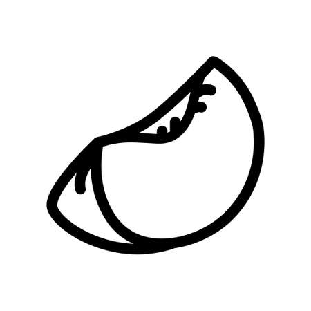 Peach half outline icon. Flat slice peach vector icon for web design isolated on white backgroundのイラスト素材