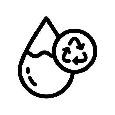 Water drop line icon. Simple outline style. Antiseptic, liquid, purification, molecule concept. Vector illustration isolated on white background.のイラスト素材