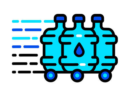 Water drop simple flat icon. Clean spring or purified water. Logo for water delivery service. Vector illustration line design style for web, mobile and infographics isolated on white background.のイラスト素材