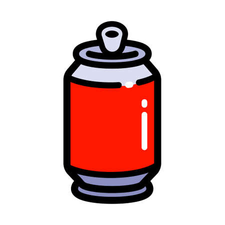 Drink symbol, soda tin can color vector icon in flat simple style isolated on white background.のイラスト素材