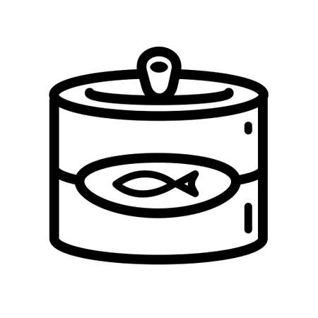 Tin can icon line symbol. Premium quality fish element in trendy style. Vector illustration isolated on white background.のイラスト素材