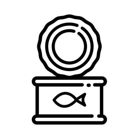 Tin can icon line symbol. Premium quality fish element in trendy style. Vector illustration isolated on white background.のイラスト素材