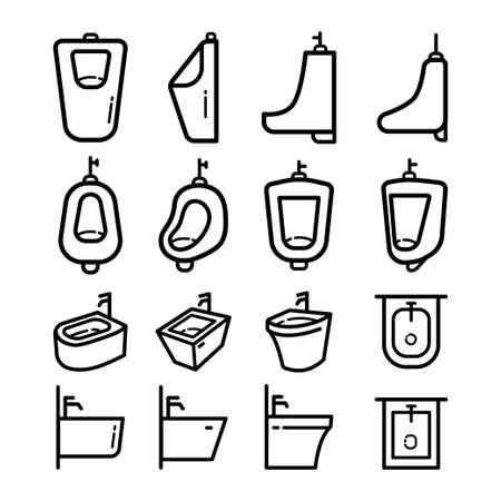 urinal vector icon set in outline styleのイラスト素材