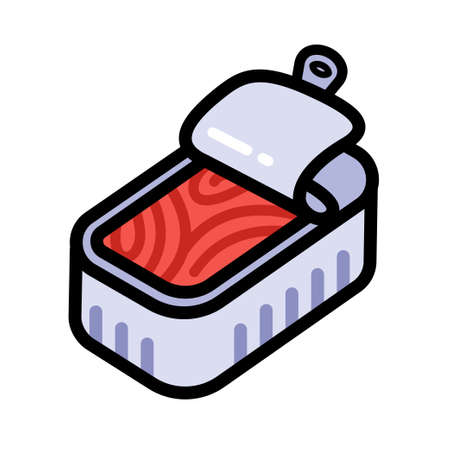 Tuna can color icon. Canned fish illustration in simple style. Vector icon for web design isolated on white background.のイラスト素材