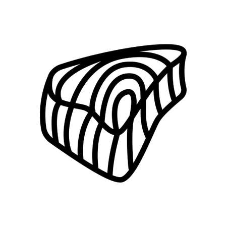 Fresh tuna outline illustration. Fish steak icon isolated on white background.のイラスト素材