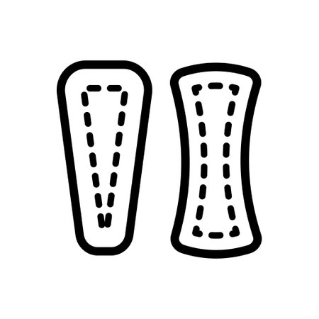 Feminine hygiene pad outline icons. Daily sanitary napkin product symbol isolated on white background. Modern simple vector icon for website or mobile app.のイラスト素材