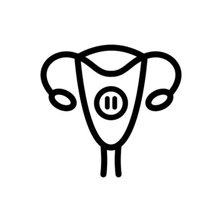 Menopause outline icon. Uterus line icon. Pictogram of female organ. Vector sign for web graphics.のイラスト素材