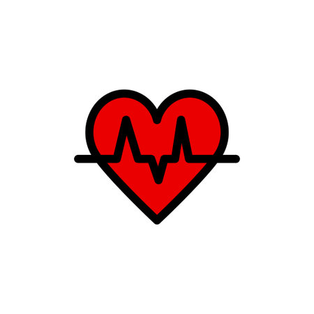 Heartbeat color vector Icon. Save hearth from the virus. Female Menopause or Pms symptom. Premium...