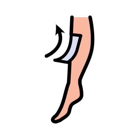 Shaved lady legs color icon. Cosmetology, epilation, care and beauty line sign. Isolated simple symbol illustrationのイラスト素材