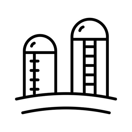Grain Silo line icon. linear style sign for mobile concept and web design. Agriculture silo outline vector icon. Symbol, logo illustration. Vector graphicsのイラスト素材